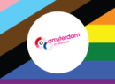 New Pride Flag met COC Amsterdam e.o. logo